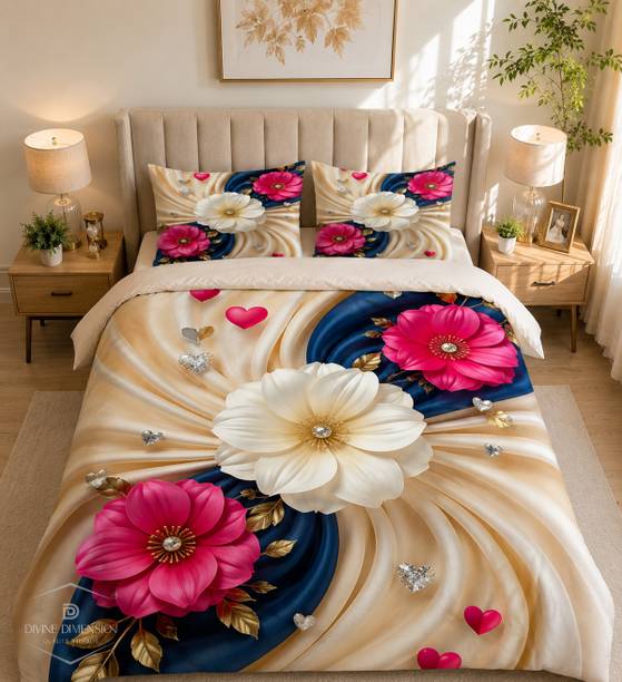 Polycotton Double Flat 220 TC 7D Digital 1 Summer Bedsheet with 2 Pillow Covers