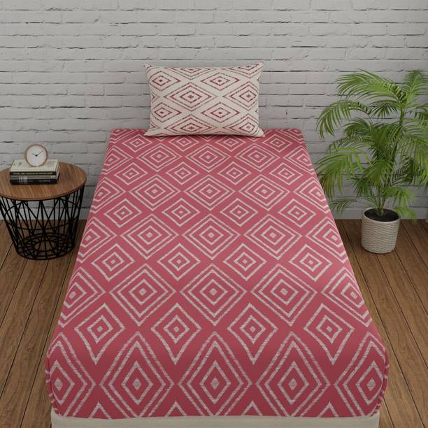 Huesland Cotton Single Flat 144 TC Geometric Bedsheet