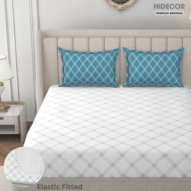 HIDECOR Microfiber King Fitted (Elastic) 280 TC Geometric Bedsheet