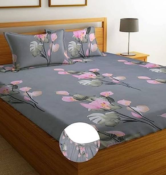OLDENNA 250 TC Cotton Double 3D Printed Fitted (Elastic) Bedsheet