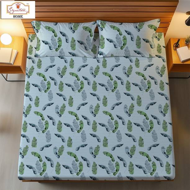 SIGNATURE 120 TC Cotton Double Floral Flat Bedsheet
