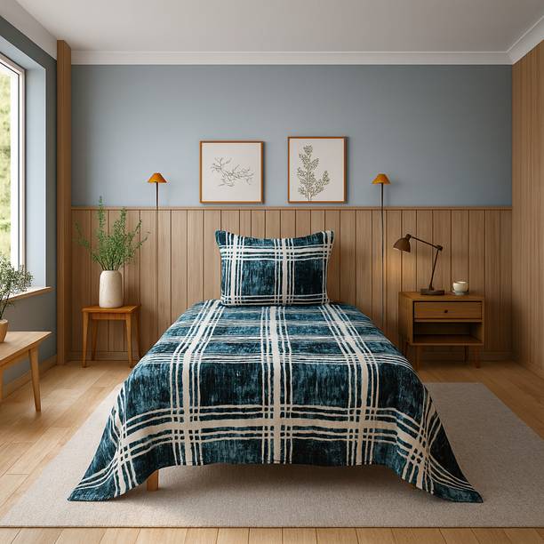SCHp Woolen, Velvet Single Flat 240 TC Printed Bedsheet