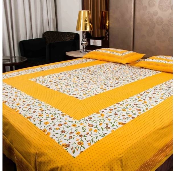 Dreamsoft 280 TC Cotton Queen Jaipuri Prints Flat Bedsheet