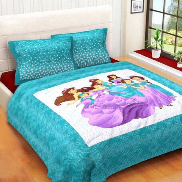 WAR TRADE Cotton King Flat 230 TC Floral 1 Bedsheet with 2 Pillow Covers
