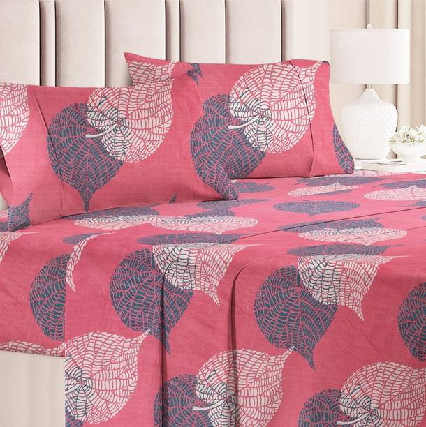 VAS COLLECTIONS 160 TC Cotton Double Floral Flat Bedsheet