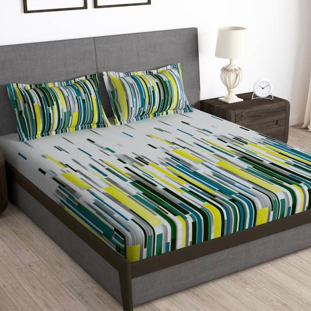 Story@home 180 TC Microfiber Double Abstract Flat Bedsheet