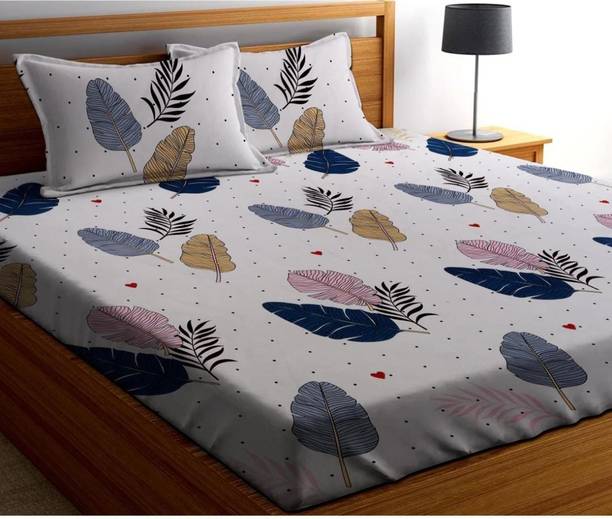 Aparna 220 TC Microfiber King Floral Fitted (Elastic) Bedsheet