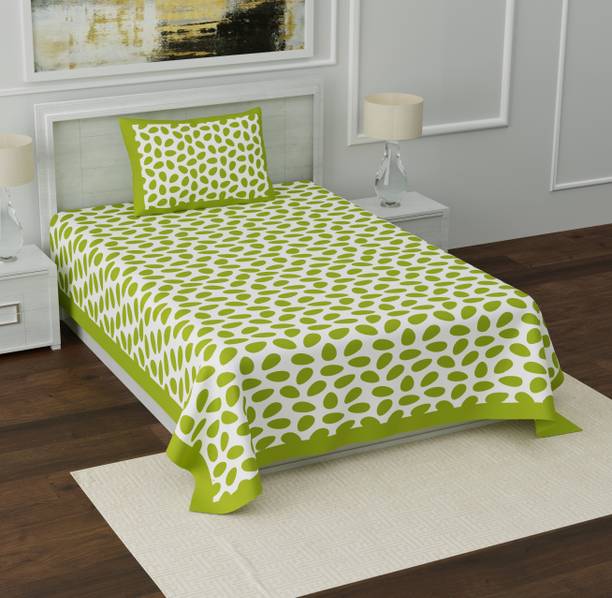 Poorak 104 TC Cotton Single Jaipuri Prints Flat Bedsheet