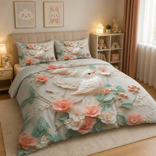 CHOIX Cotton Blend, Cotton Queen Flat 220 TC 7D Digital 1 Bedsheet