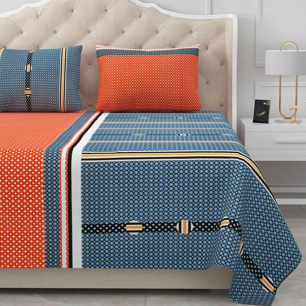 BELLA CASA 180 TC Cotton King Abstract Flat Bedsheet