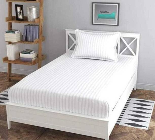 CottonDreamz Cotton Single Flat 220 TC Striped Bedsheet