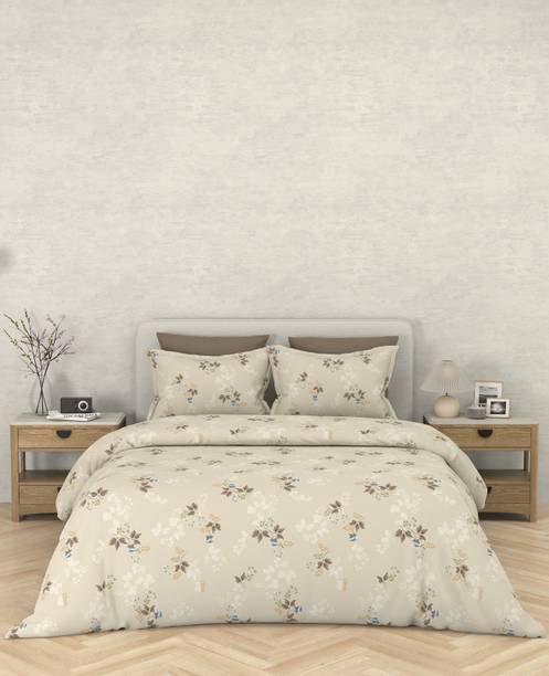 Bombay Dyeing Cotton Super King Flat 300 TC Floral 1 Bedsheet with 2 Pillow Covers
