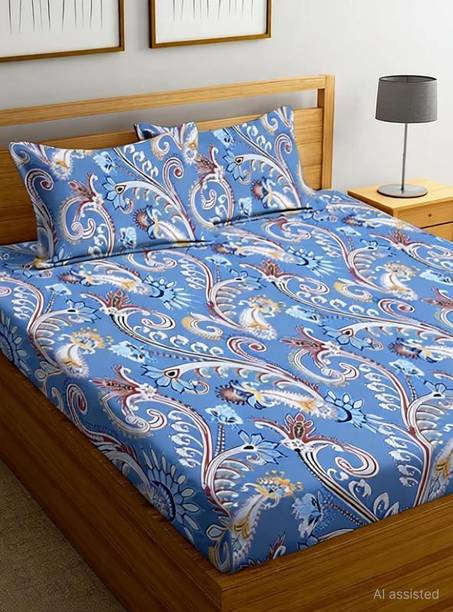 LUMORA NEST Cotton King Fitted (Elastic) 300 TC Jaipuri...