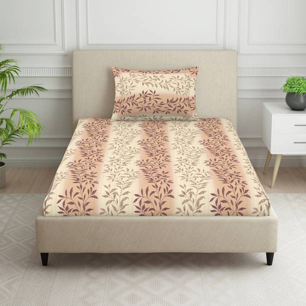 Welspun 120 TC Polycotton Single Floral Flat Bedsheet