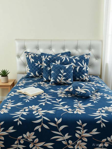 CLOVIS KRAFTS Cotton Double Flat 240 TC Printed 1 Bedsheet with 2 Pillow Covers, 2 Cushion Covers