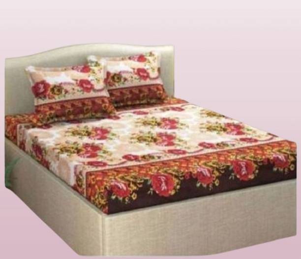 RADHERADHE Microfiber Double, King Flat 144 TC Floral Bedsheet