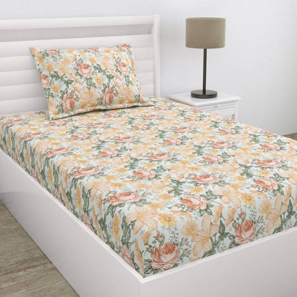 haus & kinder 120 TC Microfiber Single Floral Flat Bedsheet