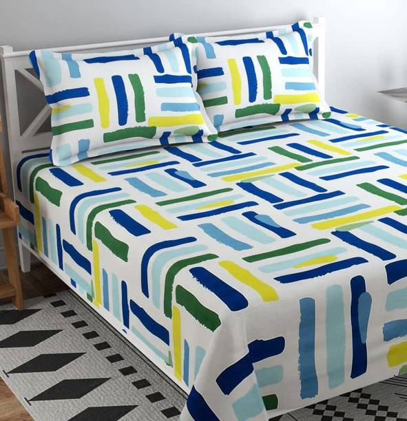 Amrange 210 TC Cotton King Geometric Flat Bedsheet