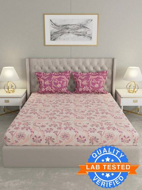 Raymond Home Cotton Double Flat 144 TC Floral Bedsheet
