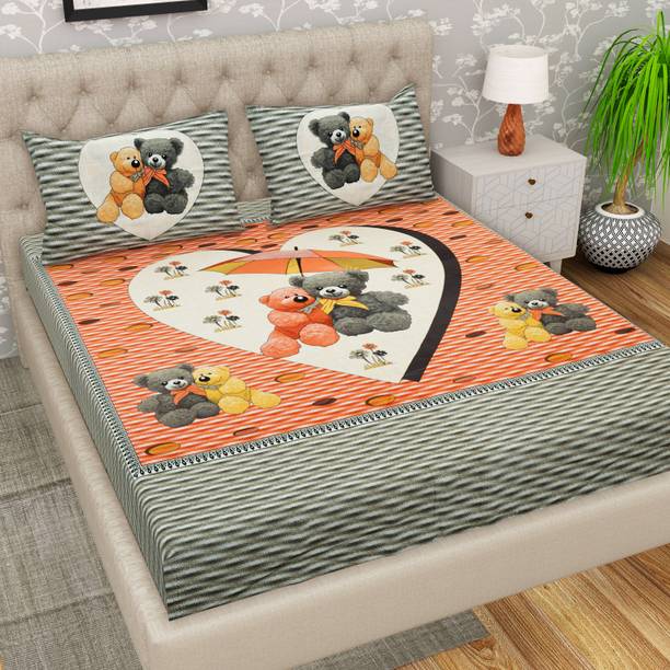 Cosito 144 TC Cotton Double Jaipuri Prints Flat Bedsheet