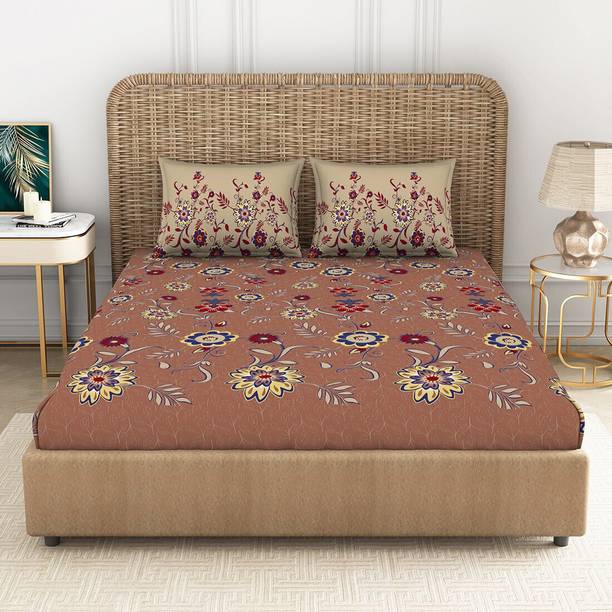 SPACES Cotton Double Flat 144 TC Printed Bedsheet