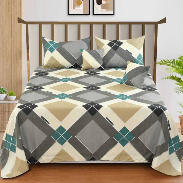 EVERLUSH Cotton King Flat 300 TC Printed Bedsheet