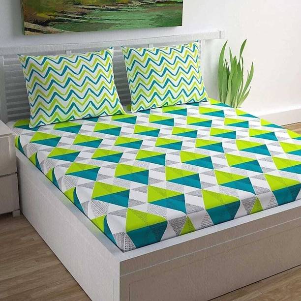 CLOTHSIDE 144 TC Cotton Double Jaipuri Prints Flat Bedsheet