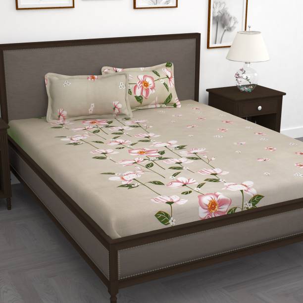 Story@home 210 TC Cotton King Floral Flat Bedsheet