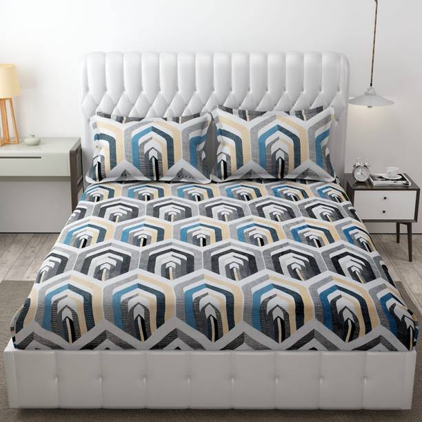 EVERLUSH Velvet King Fitted (Elastic) 400 TC Floral Bedsheet