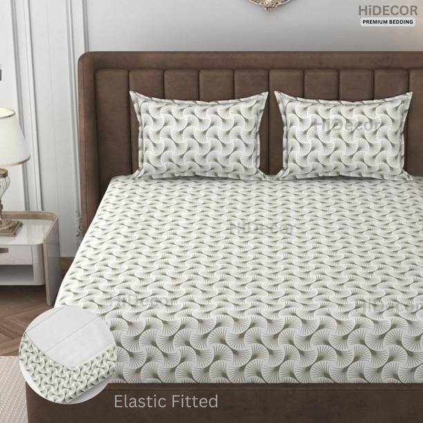 HIDECOR 280 TC Microfiber Double, King Self Design Fitted (Elastic) Bedsheet