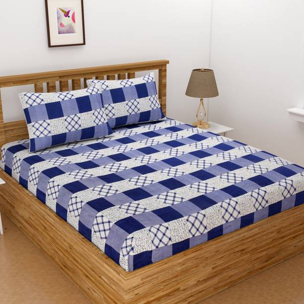 Goodrik 180 TC Polycotton King Self Design Flat Bedsheet