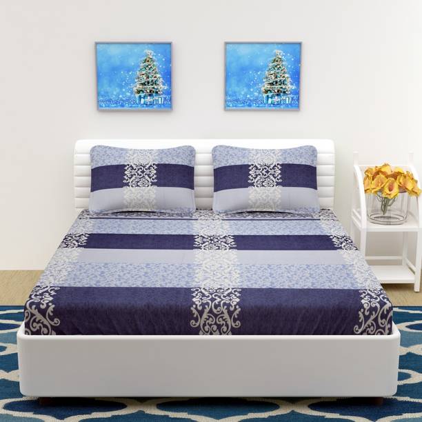BELVOSTUM Cotton Double Flat 250 TC Printed 1 Bedsheet with 2 Pil