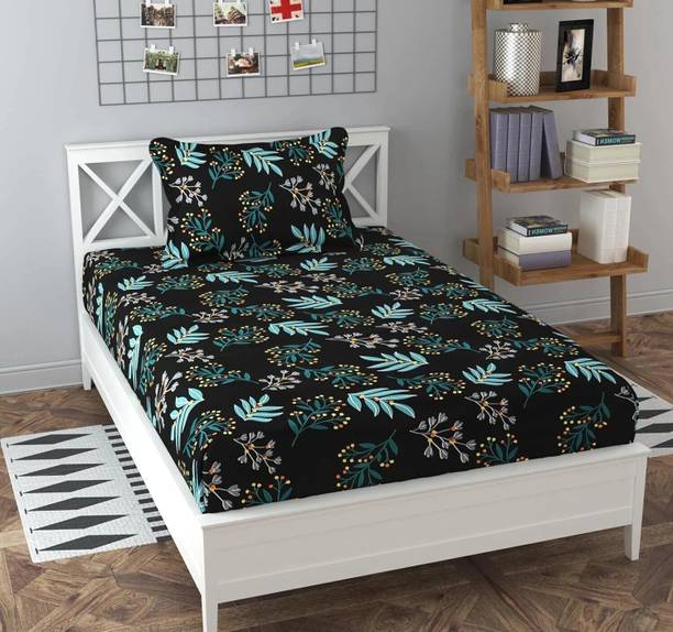 Decent Home Cotton Single Flat 144 TC Striped Bedsheet