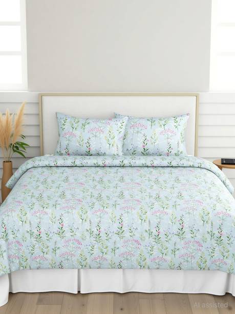 haus & kinder Cotton Double Flat 186 TC Printed 1 Summer Bedsheet with 2 Pillow Covers