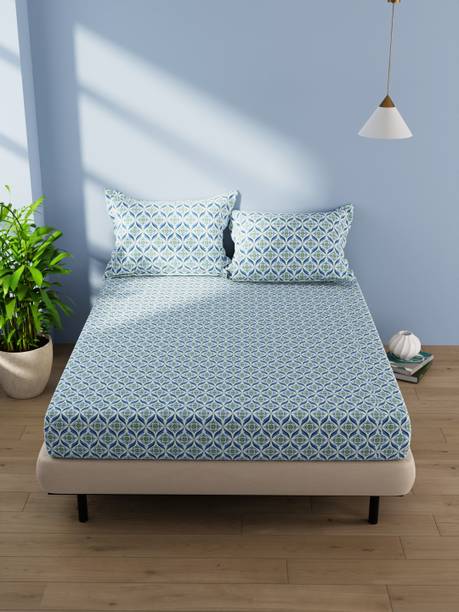 Bianca 144 TC Cotton Double Abstract Flat Bedsheet