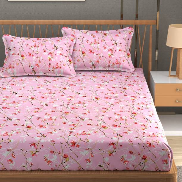 Mafatlal 210 TC Cotton King Floral Flat Bedsheet