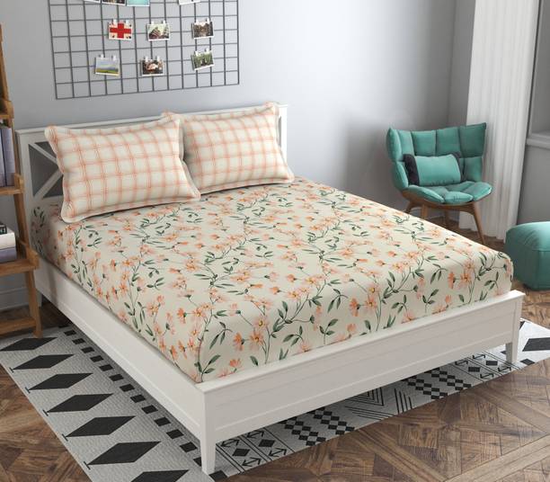 Mafatlal 160 TC Polycotton Double Floral Flat Bedsheet