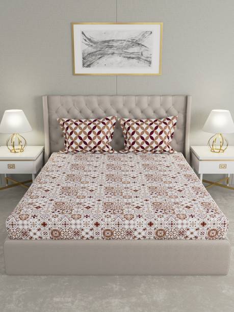 Raymond Home 144 TC Cotton Double Motifs Flat Bedsheet