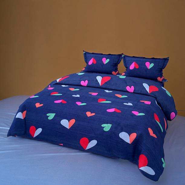 LA MANTTA 144 TC Cotton Double 3D Printed Flat Bedsheet