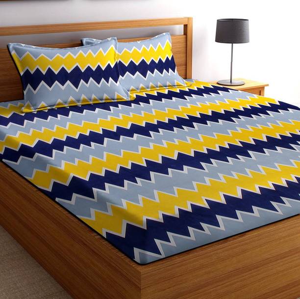 VAS COLLECTIONS 144 TC Microfiber King Abstract Flat Bedsheet