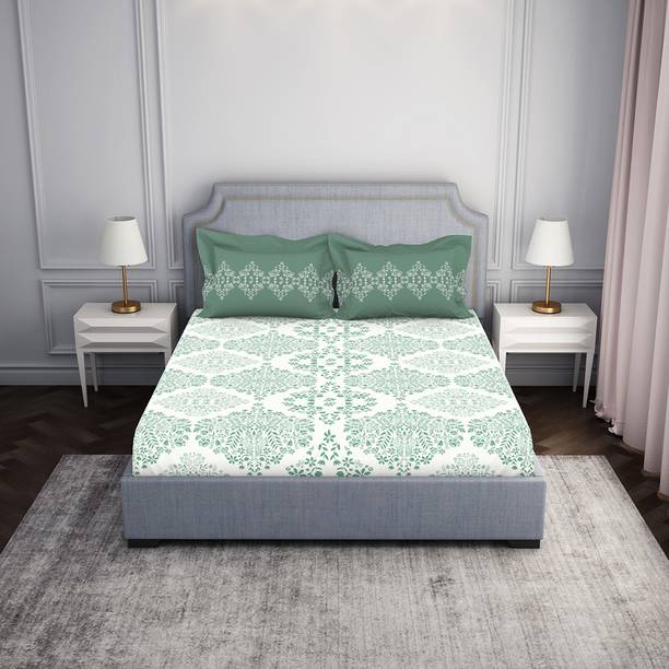 SPACES Cotton King Fitted (Elastic) 144 TC Paisley Bedsheet