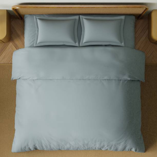 SPACES Cotton Double Flat 180 TC Solid 1 Bedsheet with 2 Pillow Covers