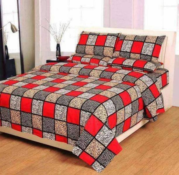 Exotic 160 TC माइक्रोफ़ाइबर डबल किंग चेकर्ड बेडशीट