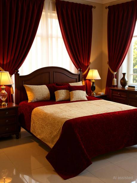 Homesajja Velvet King Flat 250 TC Solid 1 Bedsheet with 2 Pillow Covers, 2 Cushion Covers