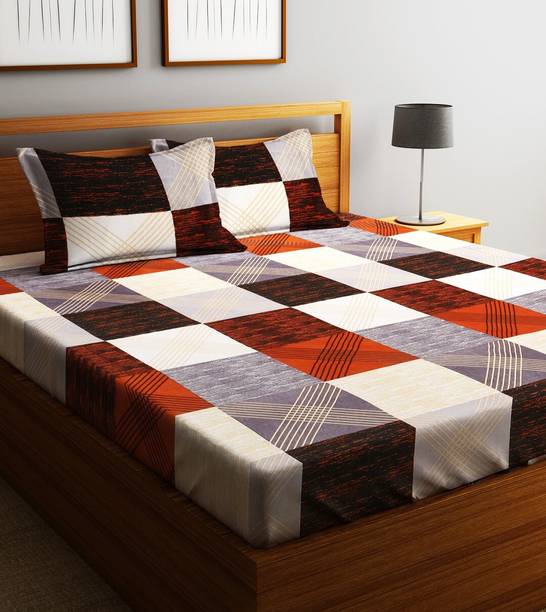 Fashion String Microfiber Double Flat 144 TC Printed Bedsheet