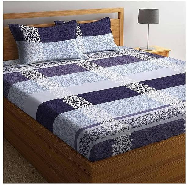 SHOPHOX Cotton King Fitted (Elastic) 210 TC Printed 1 B...