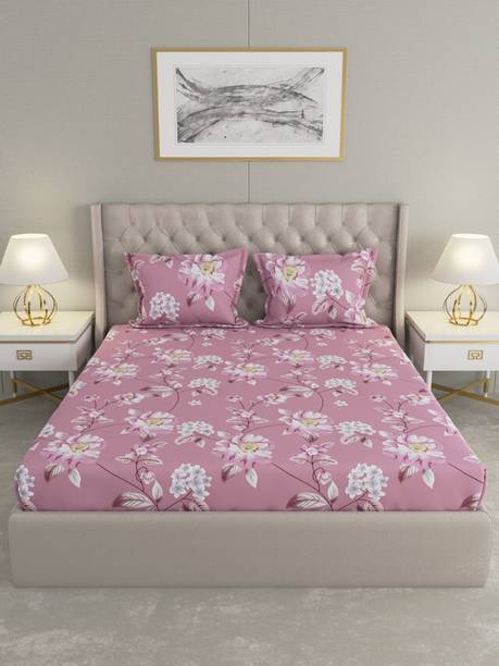 Raymond Home 110 TC Microfiber Double Floral Flat Bedsheet