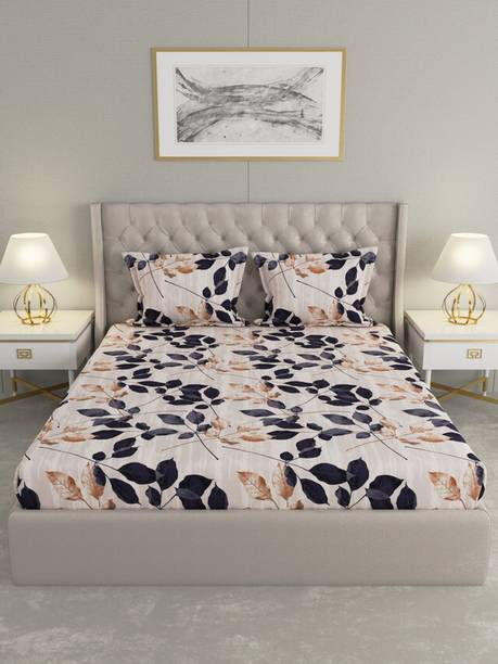 Raymond Home 110 TC Microfiber Double Floral Flat Bedsheet