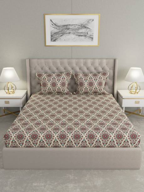 Raymond Home 104 TC Cotton Double Motifs Flat Bedsheet