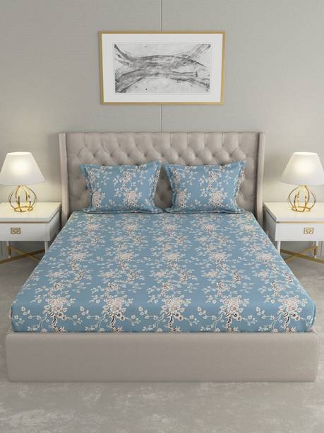 Raymond Home 110 TC Microfiber Double Floral Flat Bedsheet